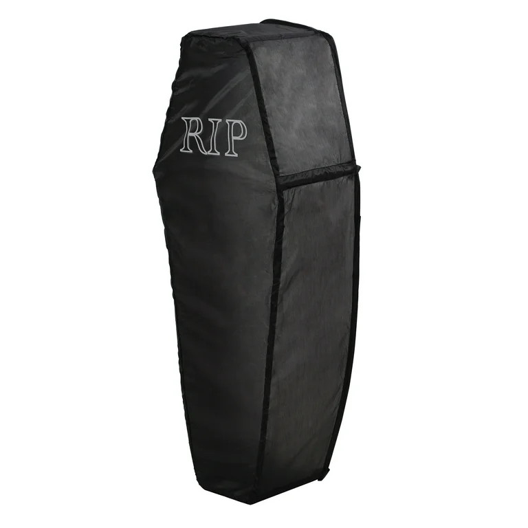 Collapsible Coffin Decoration, Black and White, 42", Halloween by Way To Celebrate - Walmart.com | Walmart (US)