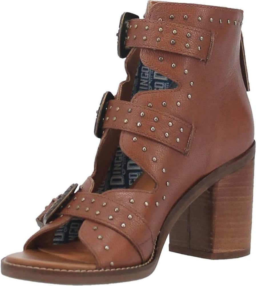 Dingo Womens Ziggy Studded Open Toe Shootie Pumps Dress Casual Casual High Heel 3" & Up - Black | Amazon (US)