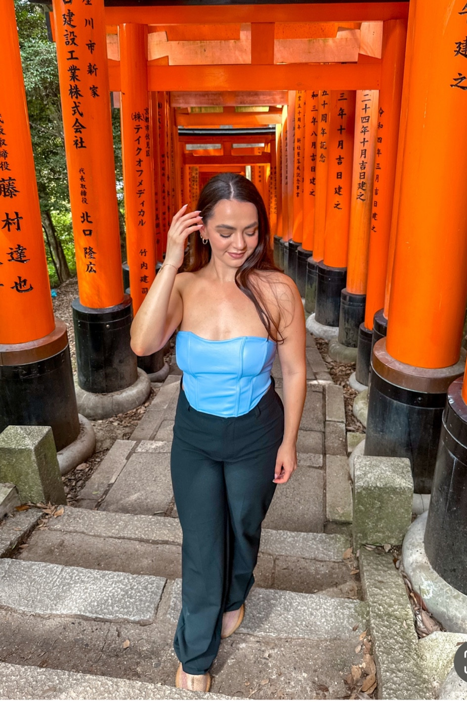 I love this leather corset top. I linked similar styles. Vacation outfits. Spring outfit. Blue corset top. Faux leather top. Black trousers. Travel outfit  

#LTKtravel #LTKfindsunder50 #LTKSeasonal