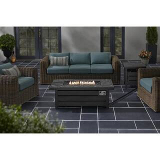 Home Decorators Collection Sunbury 48 in. Steel Low Profile Black Marble Tile Top LP Gas Fire Pit... | The Home Depot