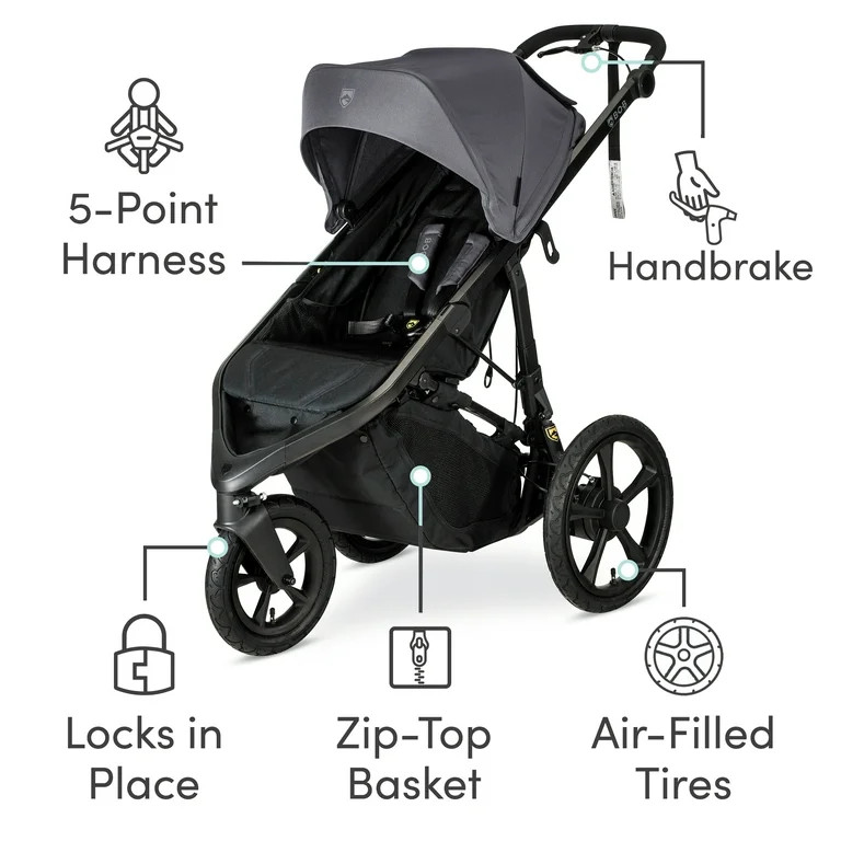 BOB Gear Wayfinder Jogging Stroller With Dual Suspension and Air-Filled Tires, Storm - Walmart.co... | Walmart (US)