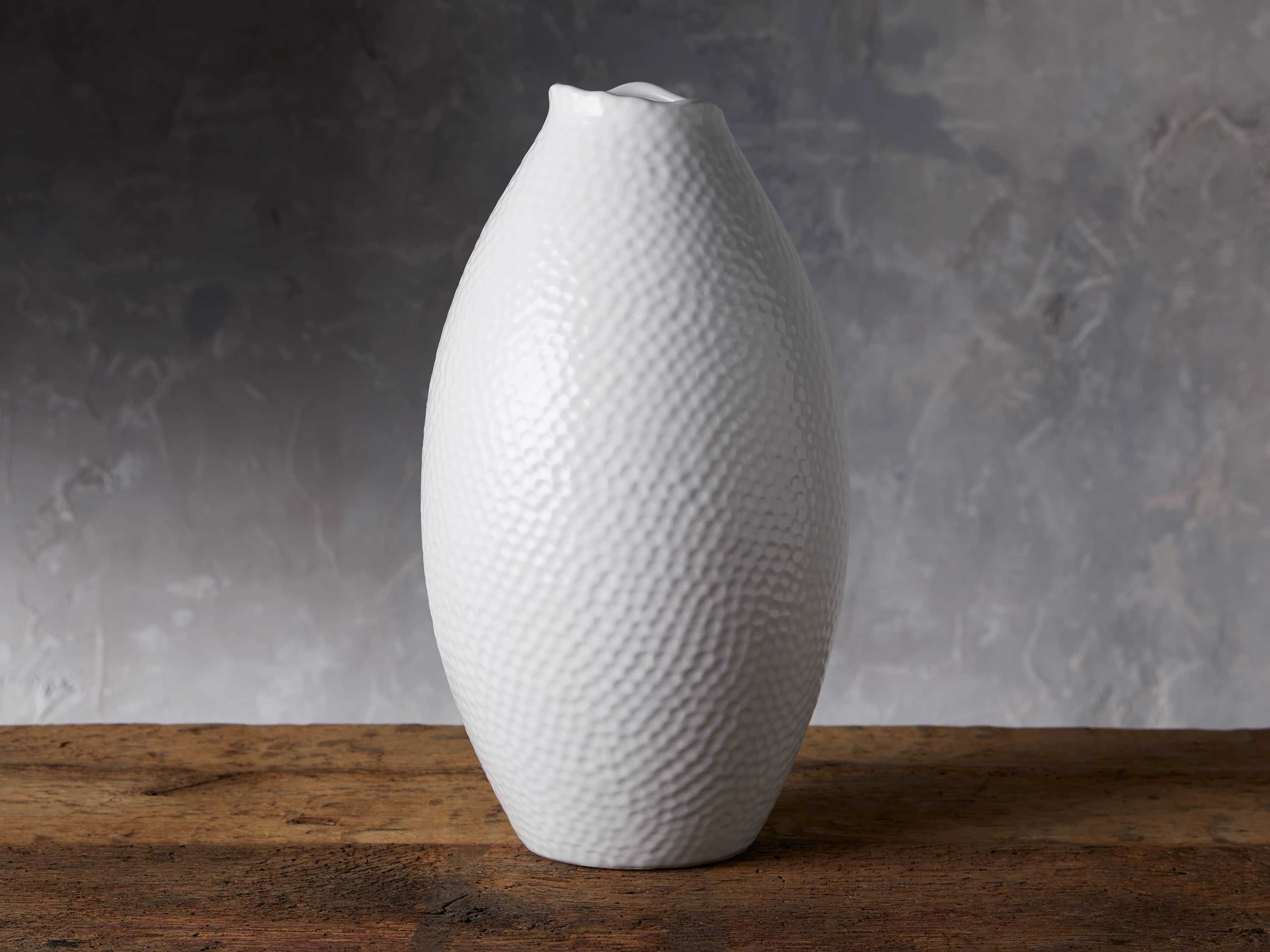 Eva Large Tall Vase in White | Arhaus