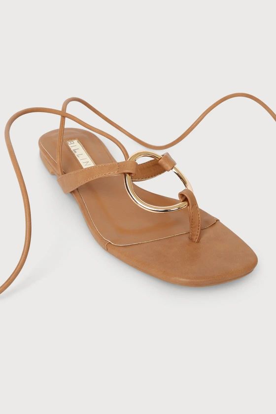 Aisha Sugar Brown Lace-Up Flat Sandals | Lulus (US)