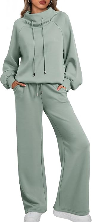 AUTOMET Lounge Sets for Women Sweatsuits 2 Piece Outfits 2025 Fall Drawstring Sweatshirt Wide Leg... | Amazon (US)