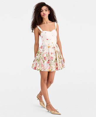 Women's Lace-Up Eyelet-Embroidered Dress | Macy's
