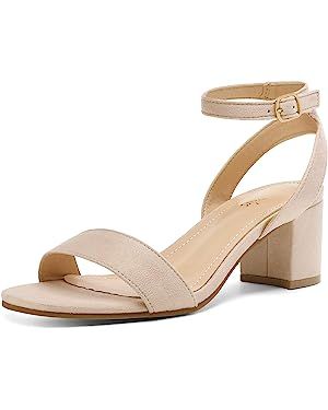 DREAM PAIRS Women's Open Toe Ankle Strap Low Block Chunky Heels Sandals Party Dress Pumps Shoes | Amazon (US)