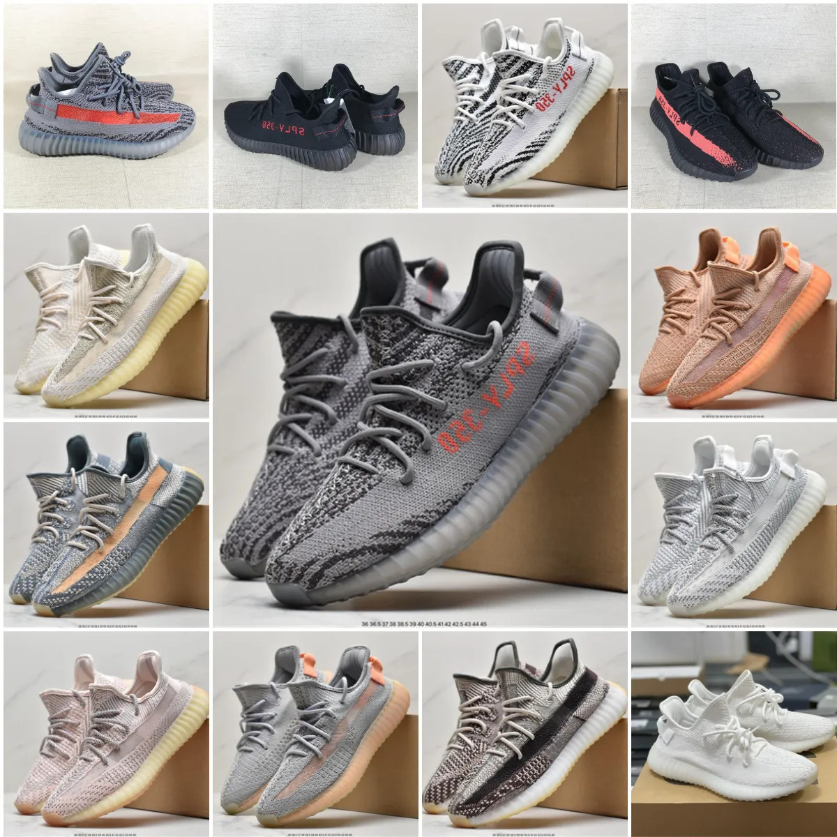 Yeezy 350 Dupe Sneakers Oversized Casual Shoes White Black Leather Luxury Velvet Suede Womens Esp... | DHGate