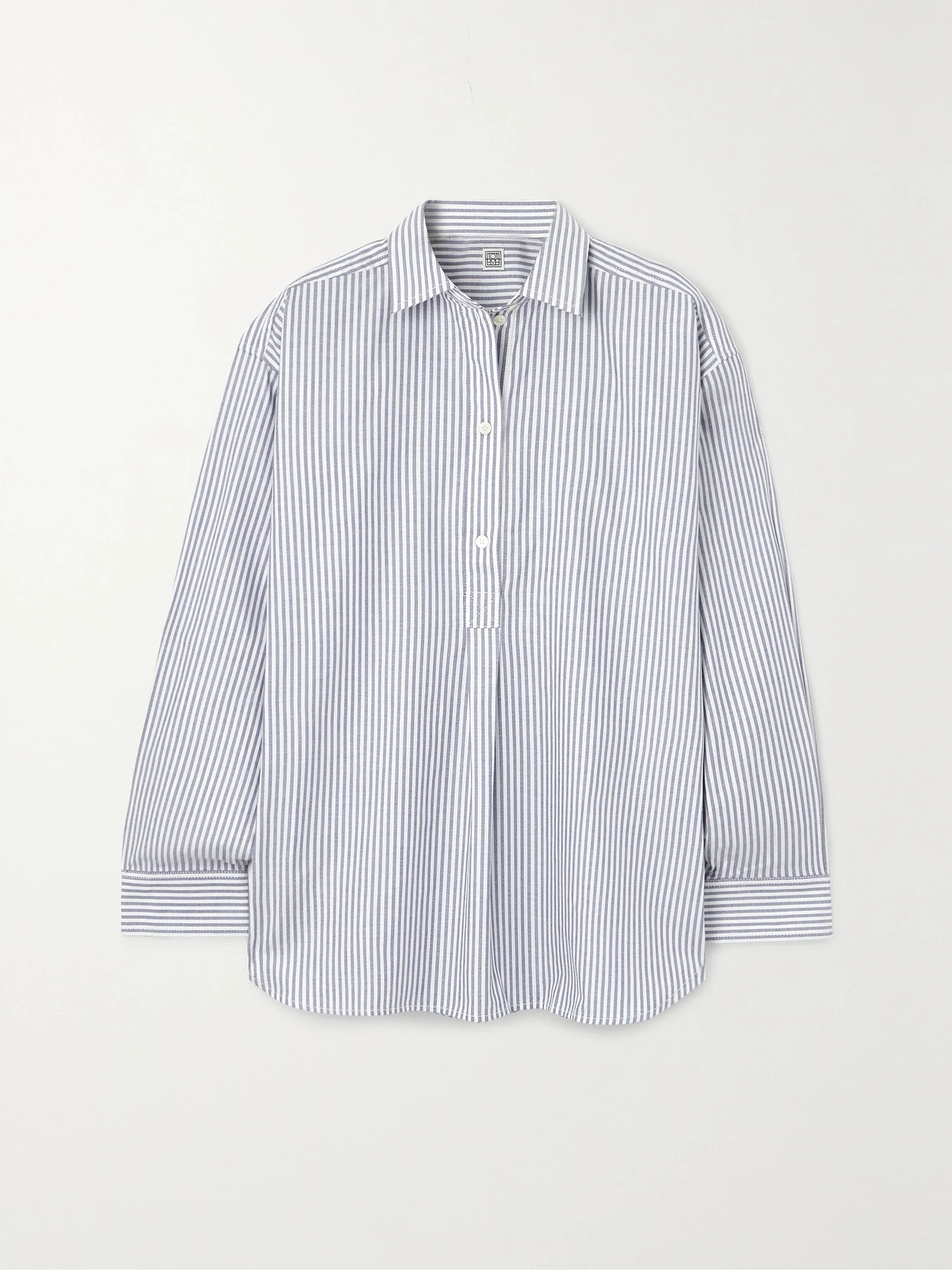 TOTEME - Striped Cotton-poplin Shirt - Blue | NET-A-PORTER (US)