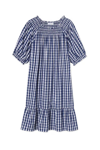 Veranda Dress in Navy Gingham | Lake Pajamas