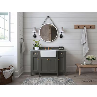 Ancerre Designs Adeline 48-in Sapphire Gray Farmhouse Single Sink Bathroom Vanity with Carrara Wh... | Lowe's