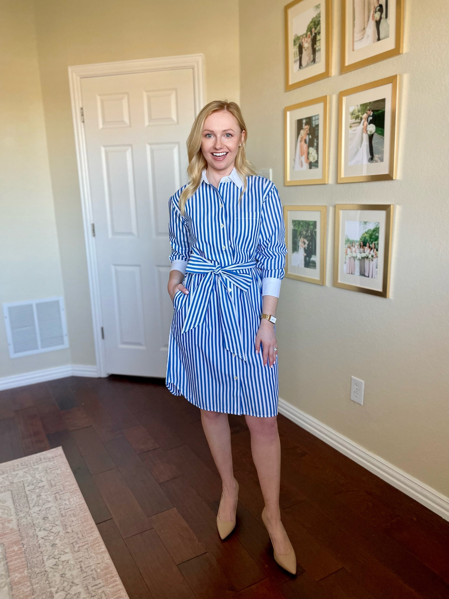 Wearing an XS | work dress, striped dress, shirt dress, teacher dress, spring dress, workwear 

#LTKSeasonal #LTKfindsunder50 #LTKworkwear