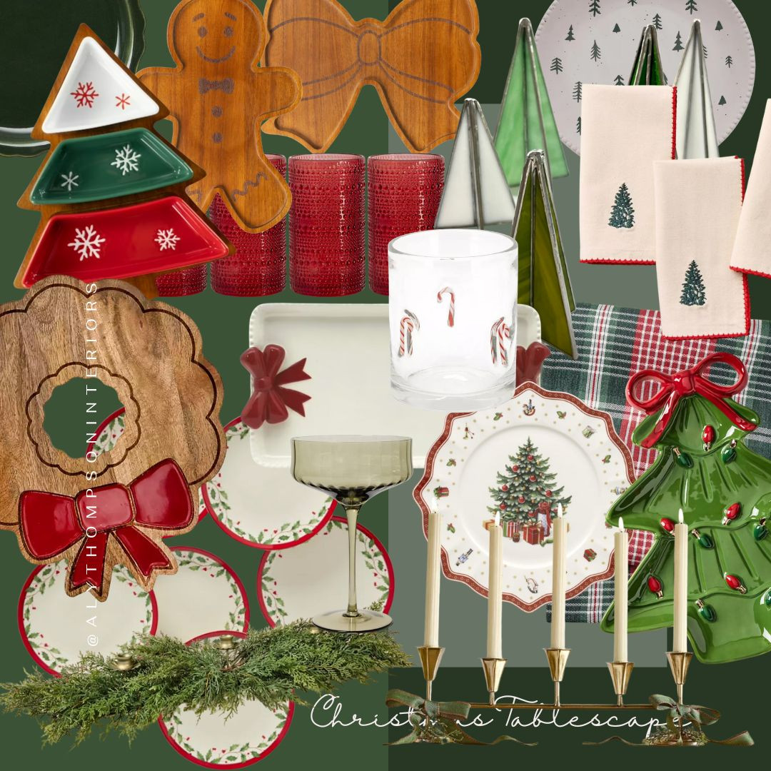 Christmas Tablescape | Christmas Platter | Candy Cane Glasses | gingerbread Tray | Christmas Plates | Dinnerware | Christmas Decor | Cookie Trays | Plaid Table Runner 

 #LTKHoliday #LTKSeasonal #LTKHome