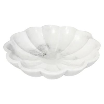 Med. White Marble Lotus Bowl Dia | Birch Lane
