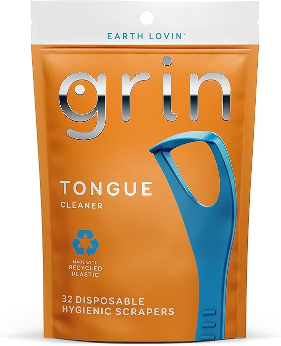 GRIN Tongue Cleaner, 32 Count, Disposable Tongue Cleaner, Hygienic Scraper, Recycled Plastic, Cle... | Amazon (US)