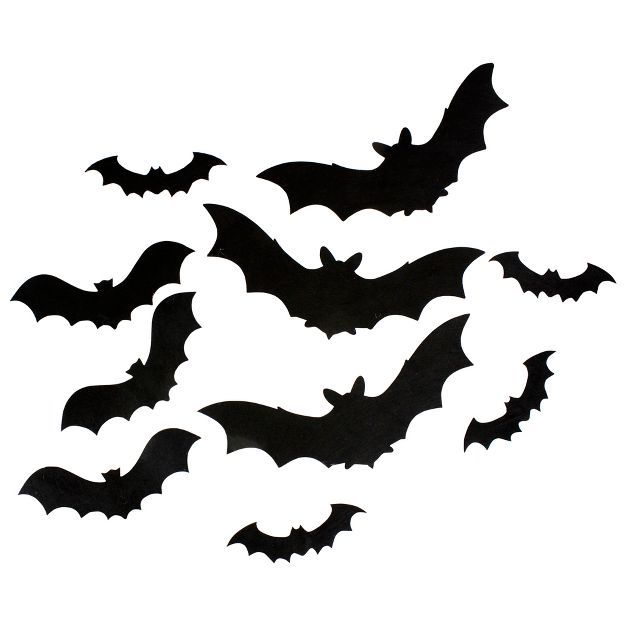 Northlight Set of 10 Black Halloween Posable Bats Decoration; Small Medium and Large | Target