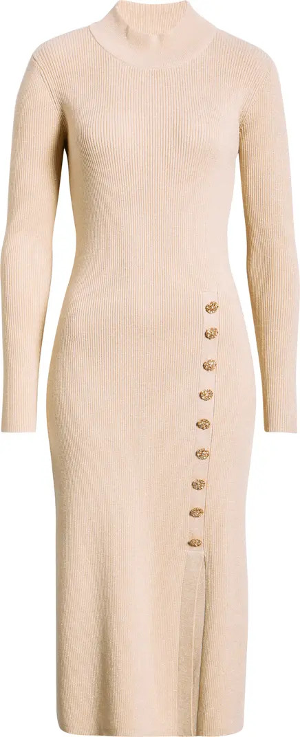 The Chaya Metallic Long Sleeve Rib Maxi Dress | Nordstrom