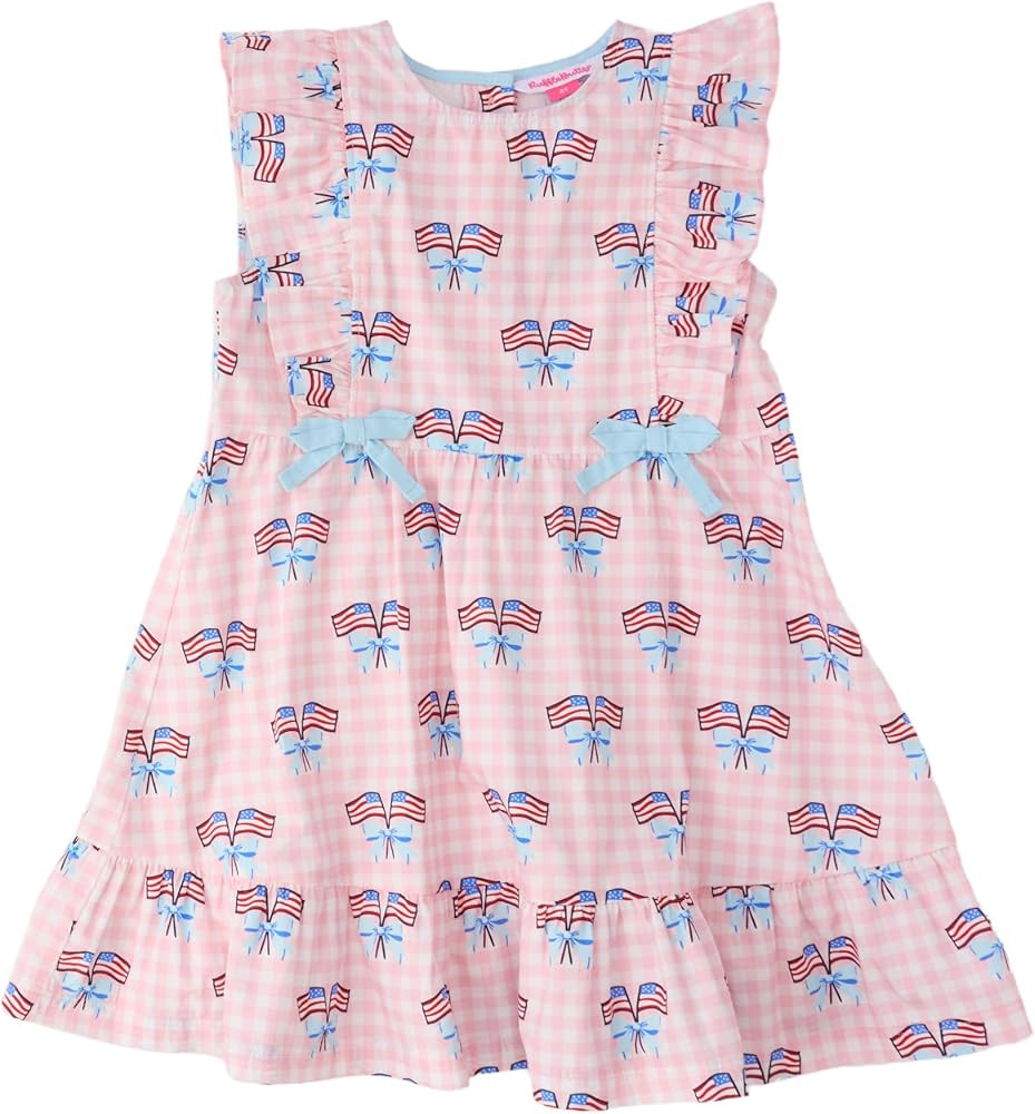 RuffleButts Baby/Toddler Girls Sleeveless Pinafore Bow Dress | Amazon (US)