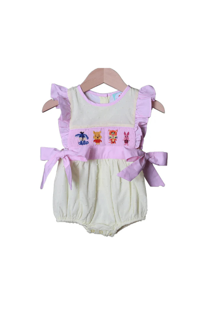 Honey Bear and Friends Seersucker Bubble | The Smocked Flamingo