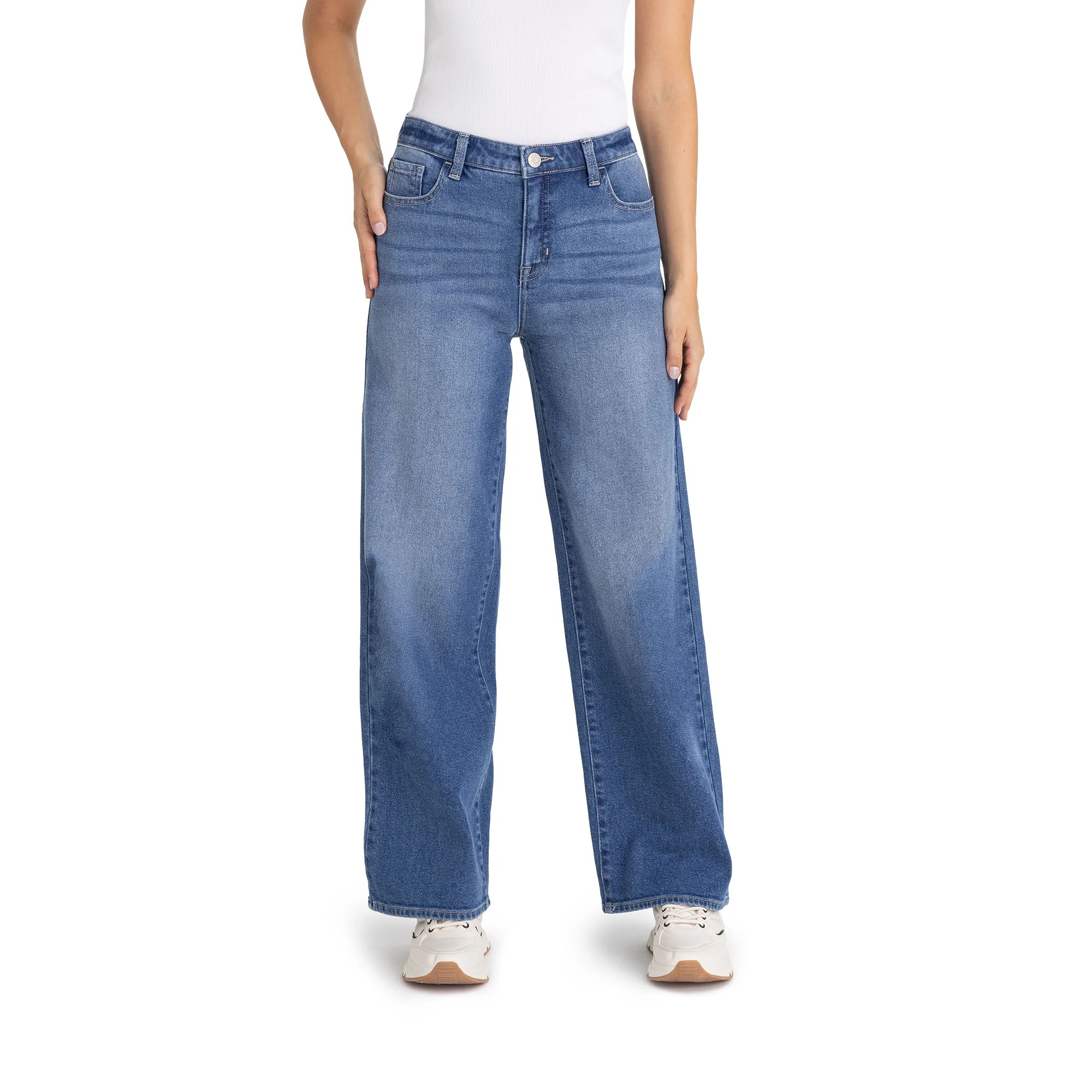 Jordache Women's High Rise Wide Leg Jeans, 32" Inseam, Sizes 2-22 | Walmart (US)