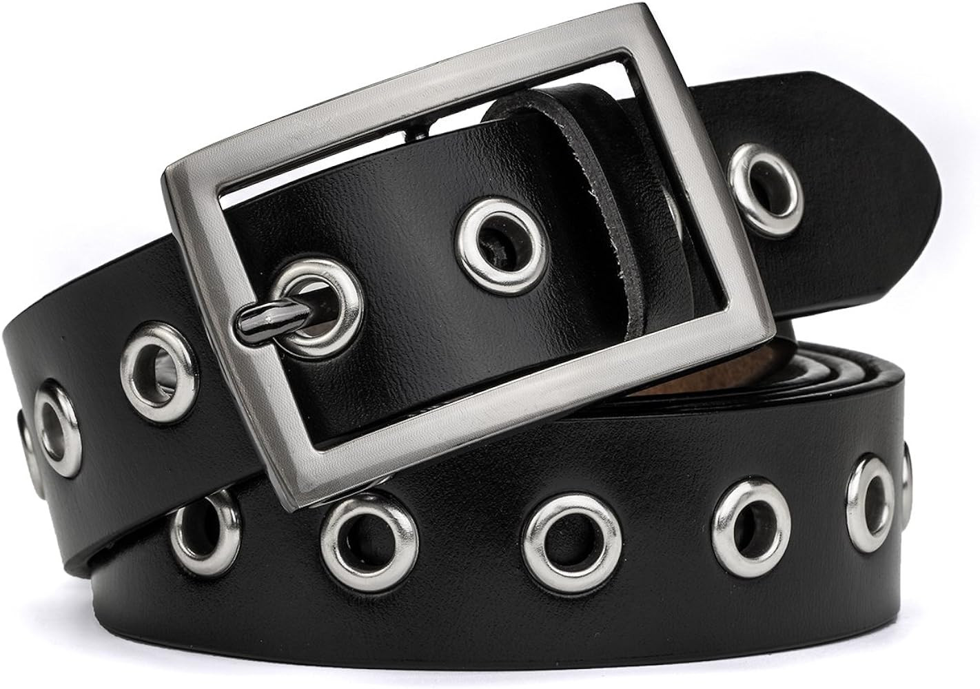 Leather Belt for Women Girls Waist Belt Alloy Buckle 1.1 Inches Width Adjustable | Amazon (US)