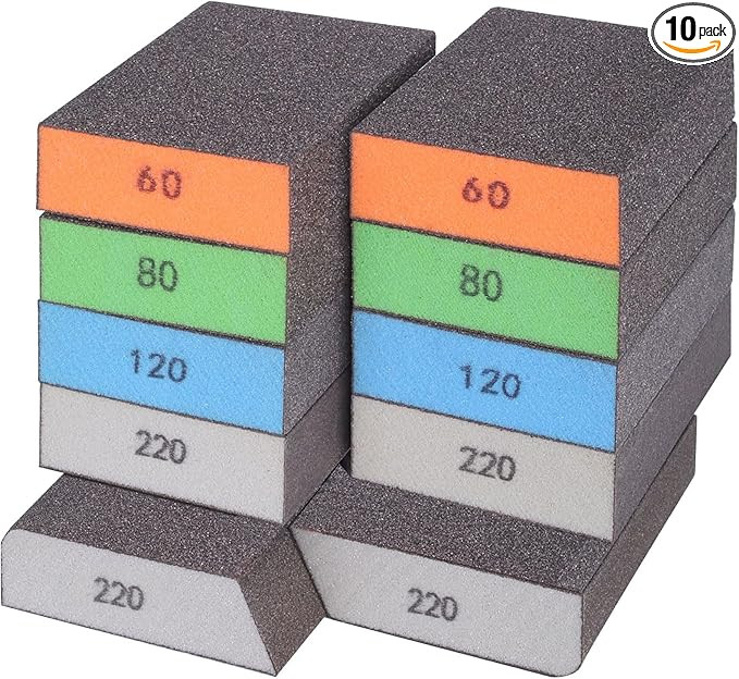 BOSHCRFAT 10 Pack Sanding Block, Washable and Reusable Sanding Sponge for Wood Drywall Metal Glas... | Amazon (US)