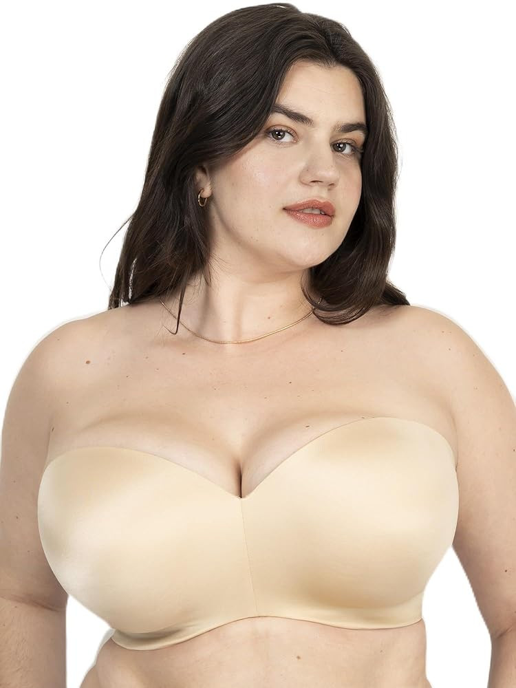 Curvy Couture Women's Strapless Multi-Way Bra – Smooth Design, Versatile Straps & Comfortable S... | Amazon (US)