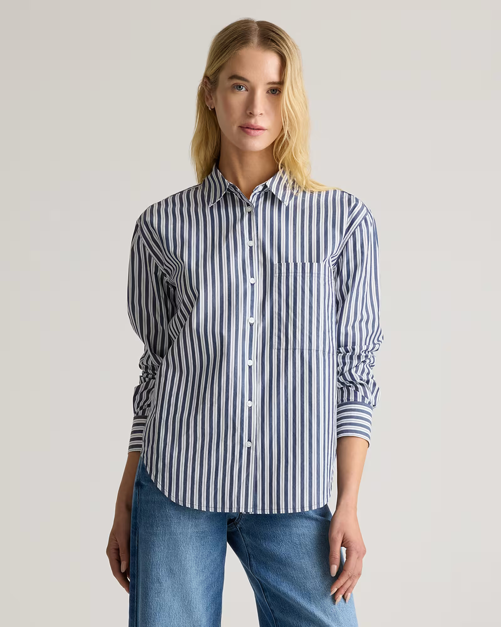 100% Organic Cotton Poplin Long Sleeve Boyfriend Shirt | Quince
