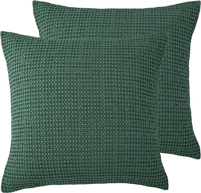 Levtex Home - Mills Waffle - Euro Sham (Set of Two) - Forest Green - Sham Size (26 x 26in.) | Amazon (US)