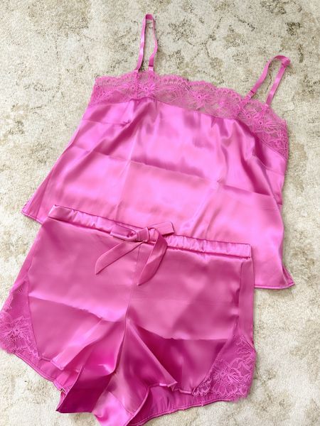 ANNA10 for 10% off! Silky satin pjs Valentine’s Day lingerie pajamas shorts and tank top satin and lace baby pink from mentionables affordable lingerie 

#LTKcurves #LTKunder50 #LTKFind