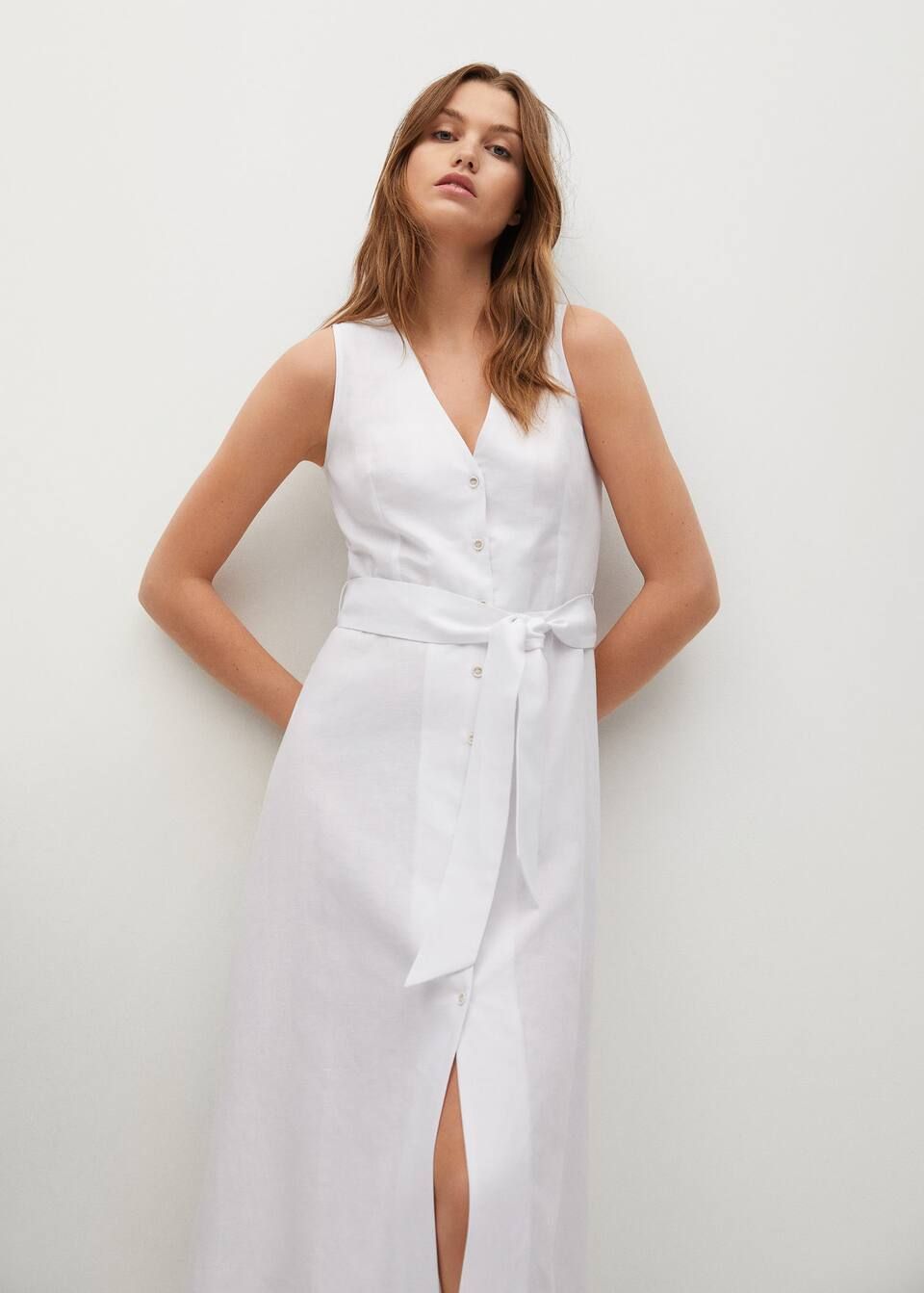 Belt linen dress | MANGO (US)