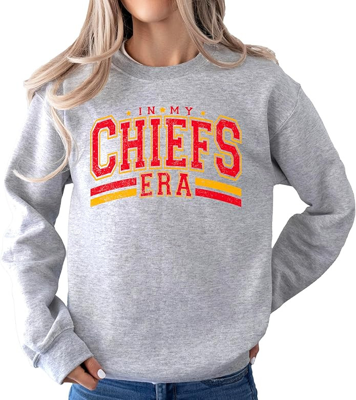 Olive Loves Apple Distressed In My Chiefs Era Sweatshirt School Spirit Apparel for Kids & Adults | Amazon (US)