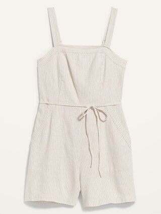 Sleeveless Waist-Defined Striped Linen-Blend Utility Romper -- 3.5-inch inseam.$22.00$34.99Extra ... | Old Navy (US)