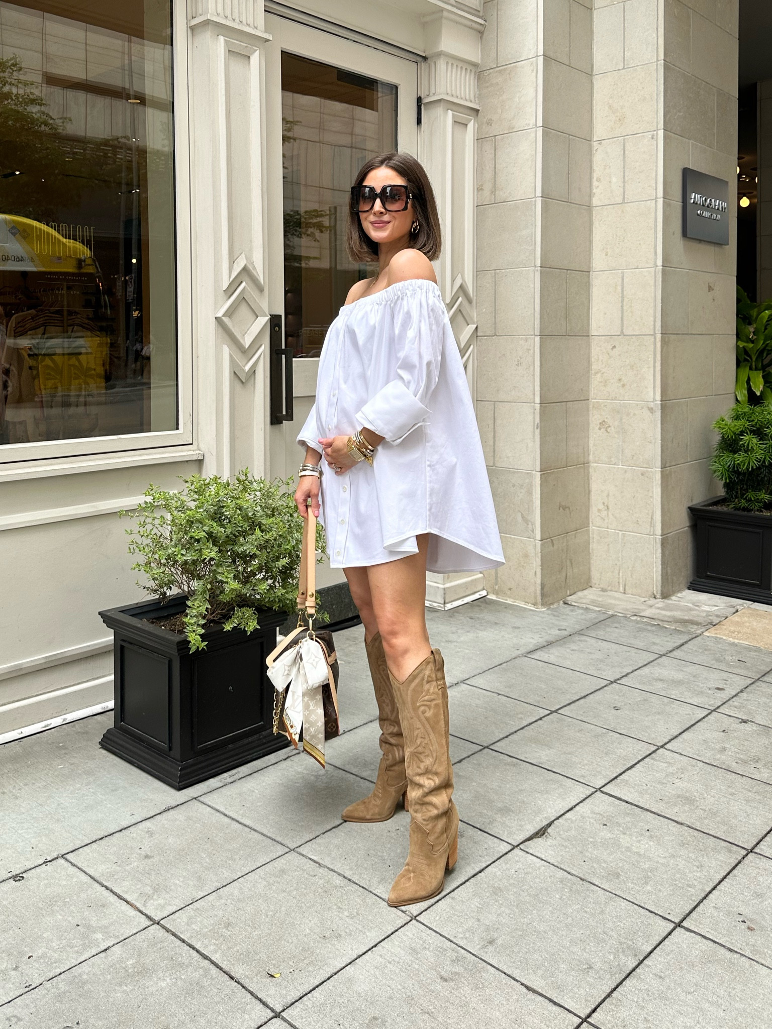 white off the shoulder dress (tts, xs)
steve madden cowboy boot (tts)

#LTKtravel #LTKstyletip #LTKbump