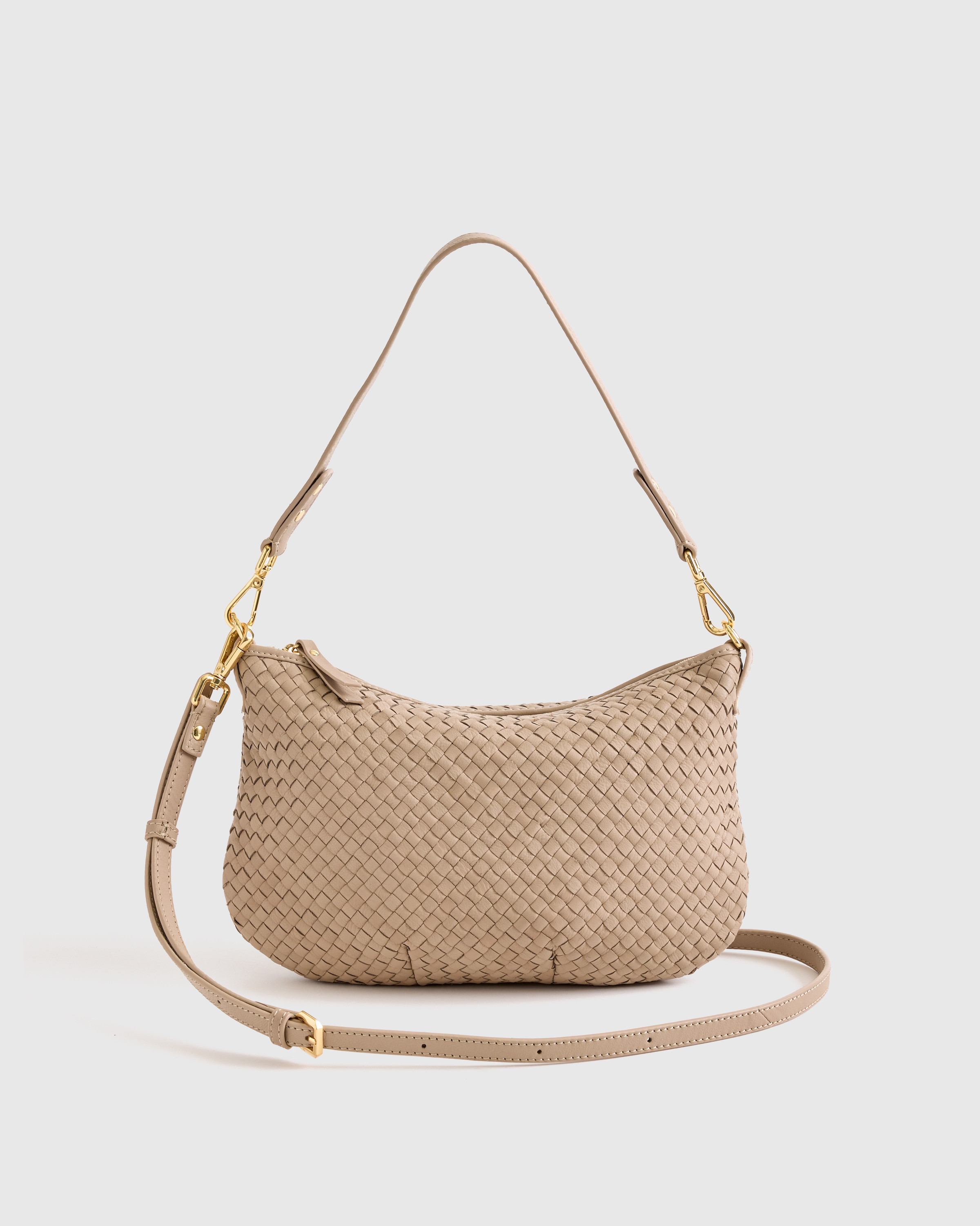 Quince | Women's Italian Handwoven Leather Mini Shoulder Bag in Taupe, Italian Leather | Quince