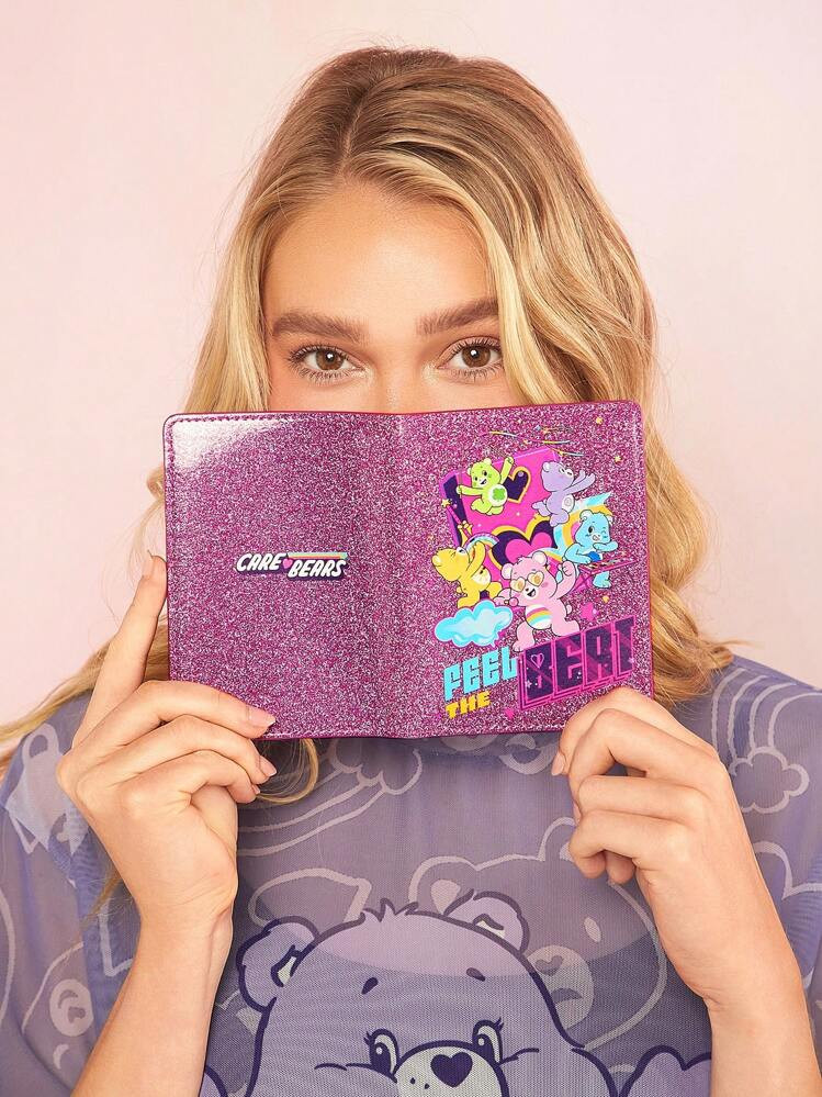 SHEIN X Care Bears 1pc Purple Passport Holder With Heart-Shaped Bear,Fits Passport & Boarding Pass, 2 Card Slots, Suitable For Men, Women, Teens, Travel | SHEIN
