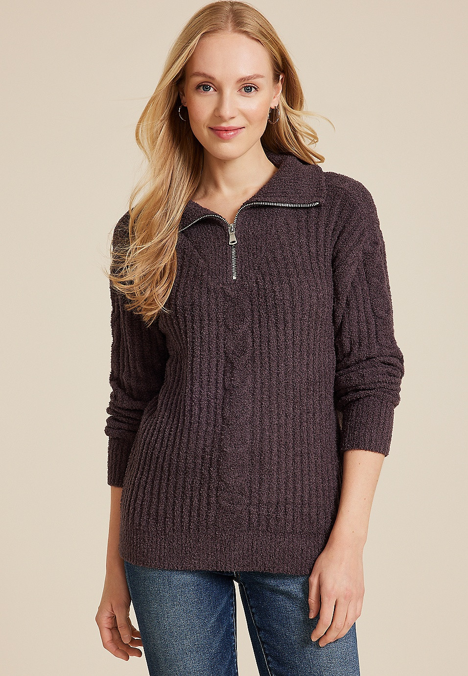 Teddy Quarter Zip Pullover Sweater | Maurices