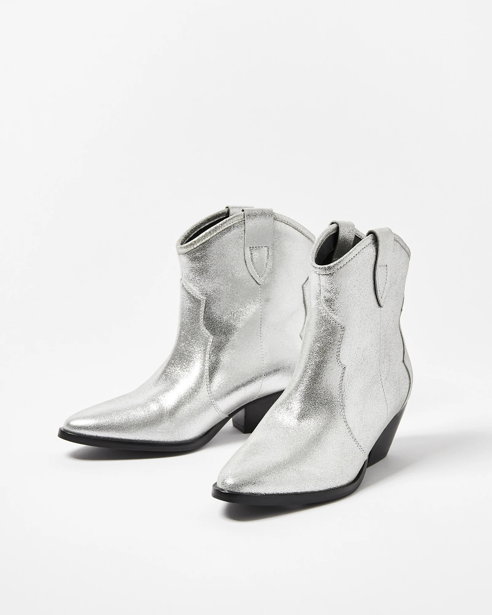 Metallic Silver Leather Western Cowboy Boots | Oliver Bonas | Oliver Bonas (Global)
