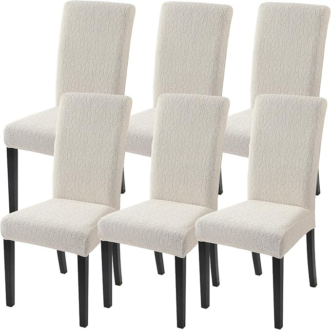 SearchI Jacquard Dining Room Chair Covers Set of 6, Stretch Kitchen Chair Covers Washable Parsons... | Amazon (US)
