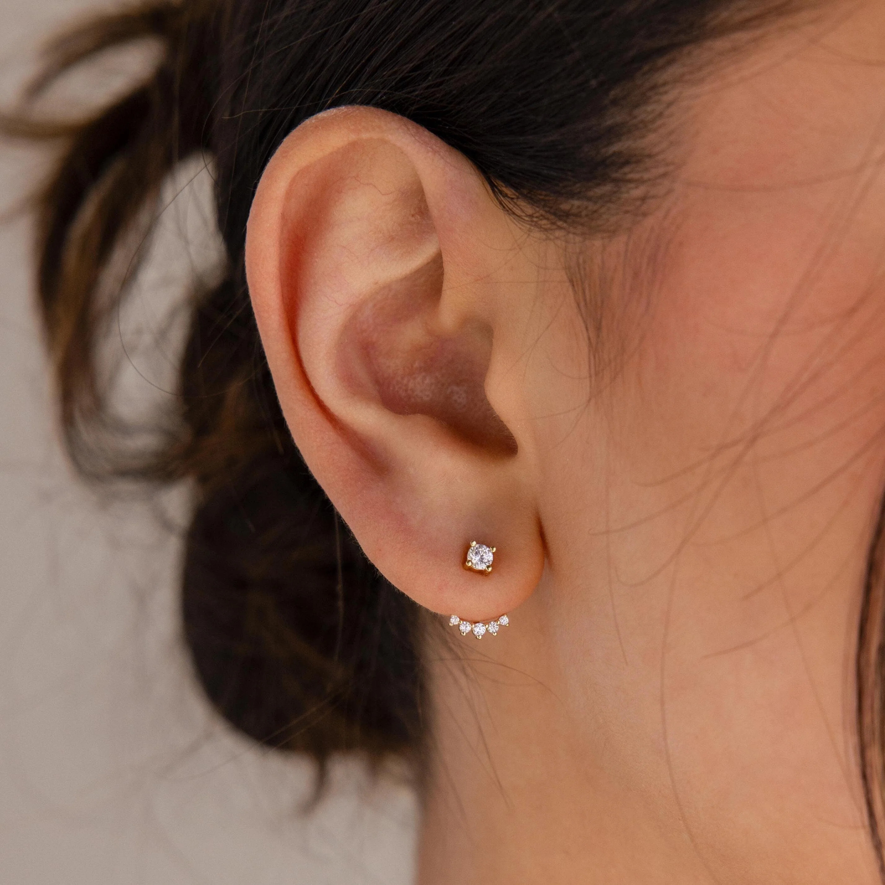 Round Diamond Ear Jackets | Caitlyn Minimalist
