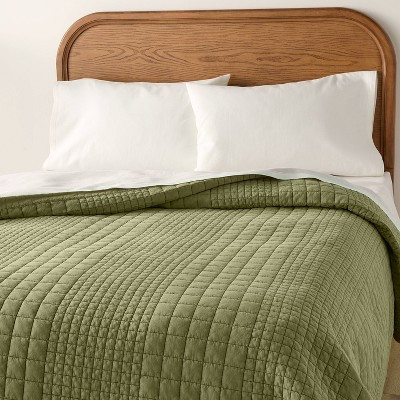 King Grid Stitch Quilt Green - Hearth & Hand™ with Magnolia | Target