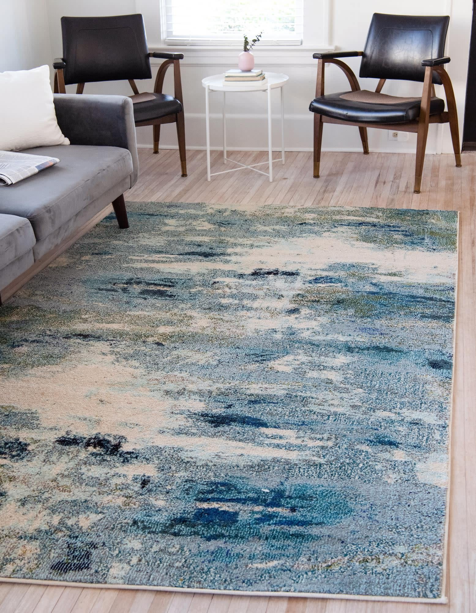 Unique Loom Avalon Chromatic 11 x 16 (ft) Loomed Polypropylene Light Blue/Beige Rectangular Indoor Abstract Bohemian/Eclectic Area rug | 3139838 | Lowe's