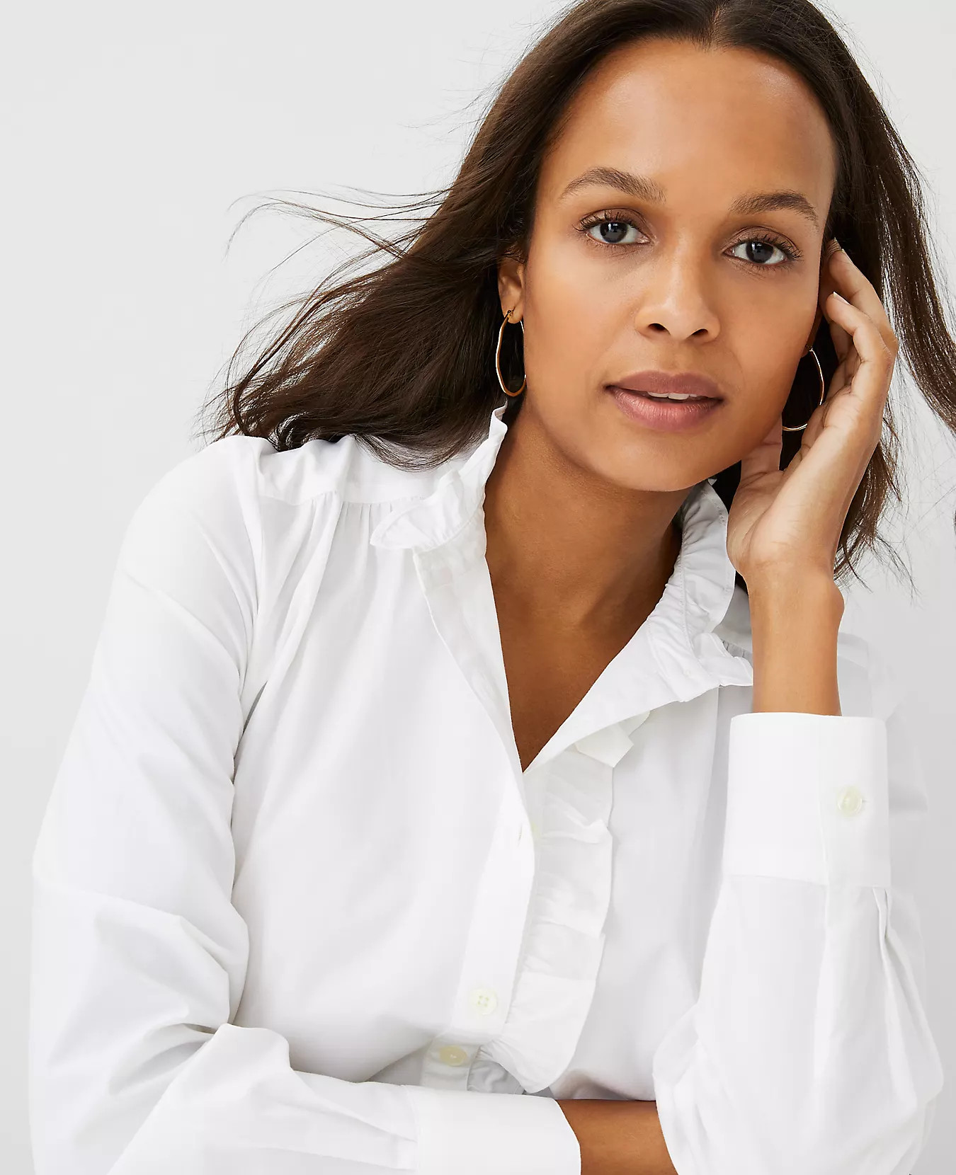 Ruffle Button Top | Ann Taylor (US)