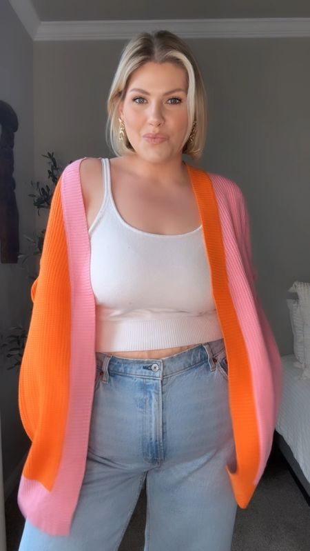 Casual Spring Look 💕🧡

L in cardigan 
33 tall in jeans
Sweater cami sold out - linked a similar option

#LTKstyletip #LTKmidsize