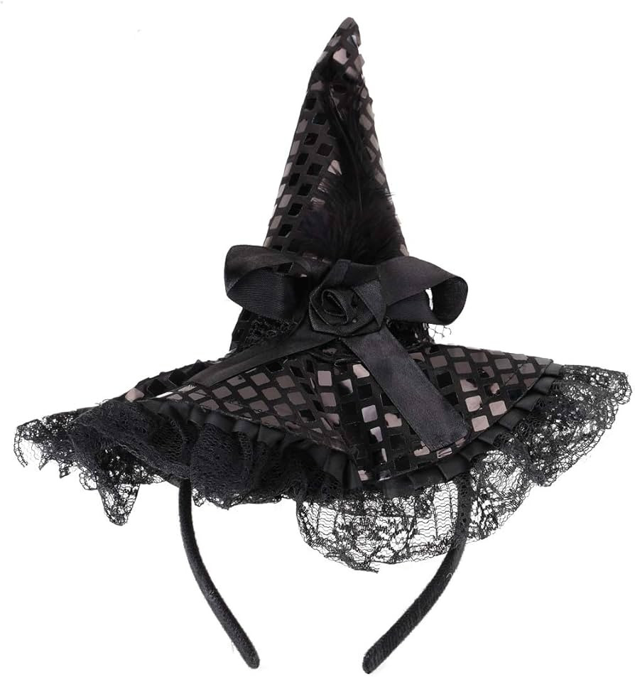 BinaryABC Halloween Witch Hat Headband for Halloween Costume Dress up Party Supplies (Black) | Amazon (US)