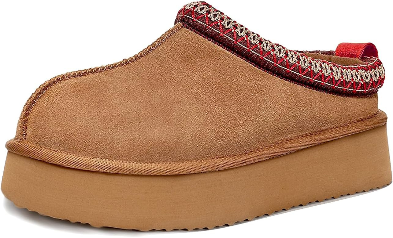 CNTAO Women Platform Slippers Mini Boots Suede Leather Short Ankle Booties Fuzzy Fur Slip On Hous... | Amazon (CA)