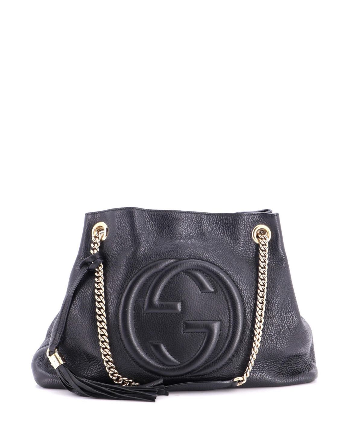 Pre-Owned Gucci Medium Soho Chain Strap Shoulder Bag Leather - Black | Macy's