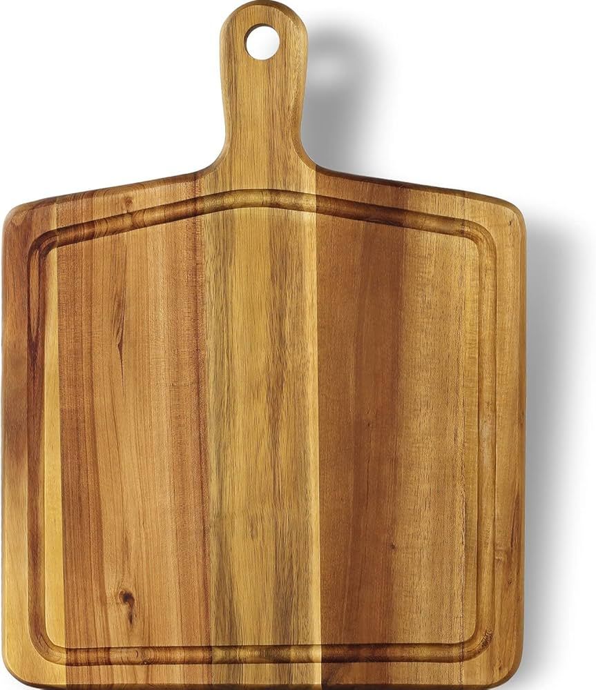 PREMIUM ACACIA Wood Cutting Board with Handle(17'' x 13'' x1") Rectangular Acacia Wooden Cutting ... | Amazon (US)