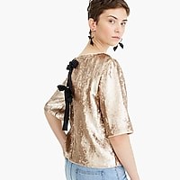 Cropped sequin top in rose gold | J. Crew US
