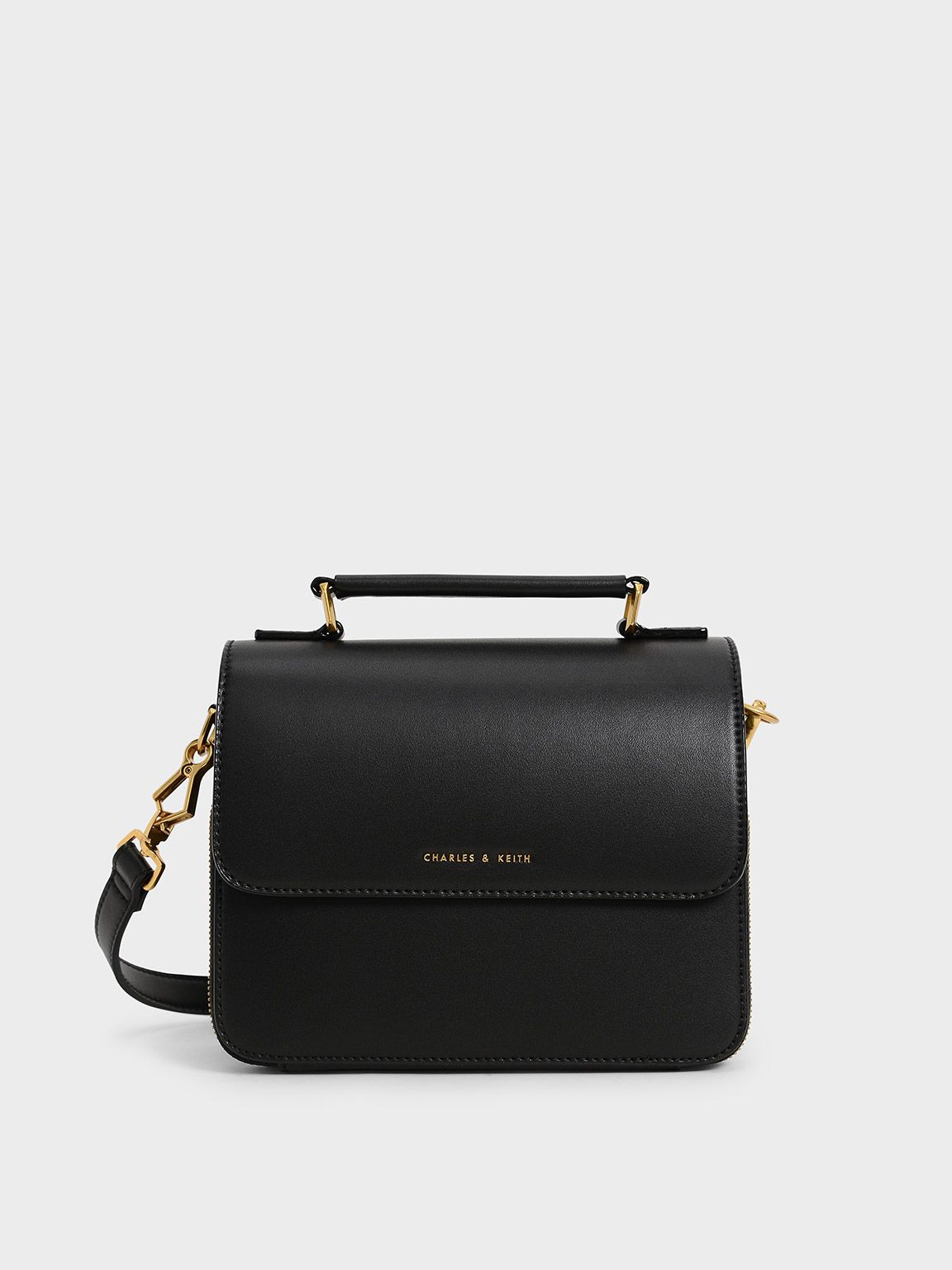 Front Flap Top Handle Crossbody Bag
 - Black | Charles & Keith UK