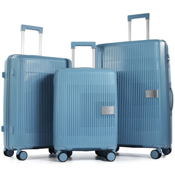 Travelhouse 3 Piece Checked Hard Shell Luggage Set Lightweight Suitcase with Lock and Spinner Whe... | Walmart (US)